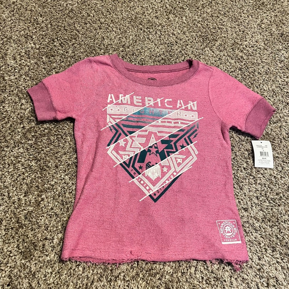 American Fighter Graphic Tee American Flag Short Sleeve Top Size M‎